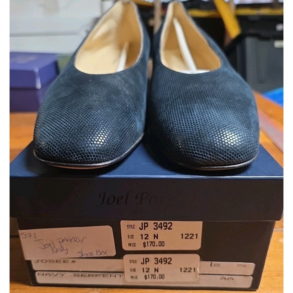 Joel Parker Vintage Josee Navy Serpent Pumps Heels Size 12 N NIB Handcrafted